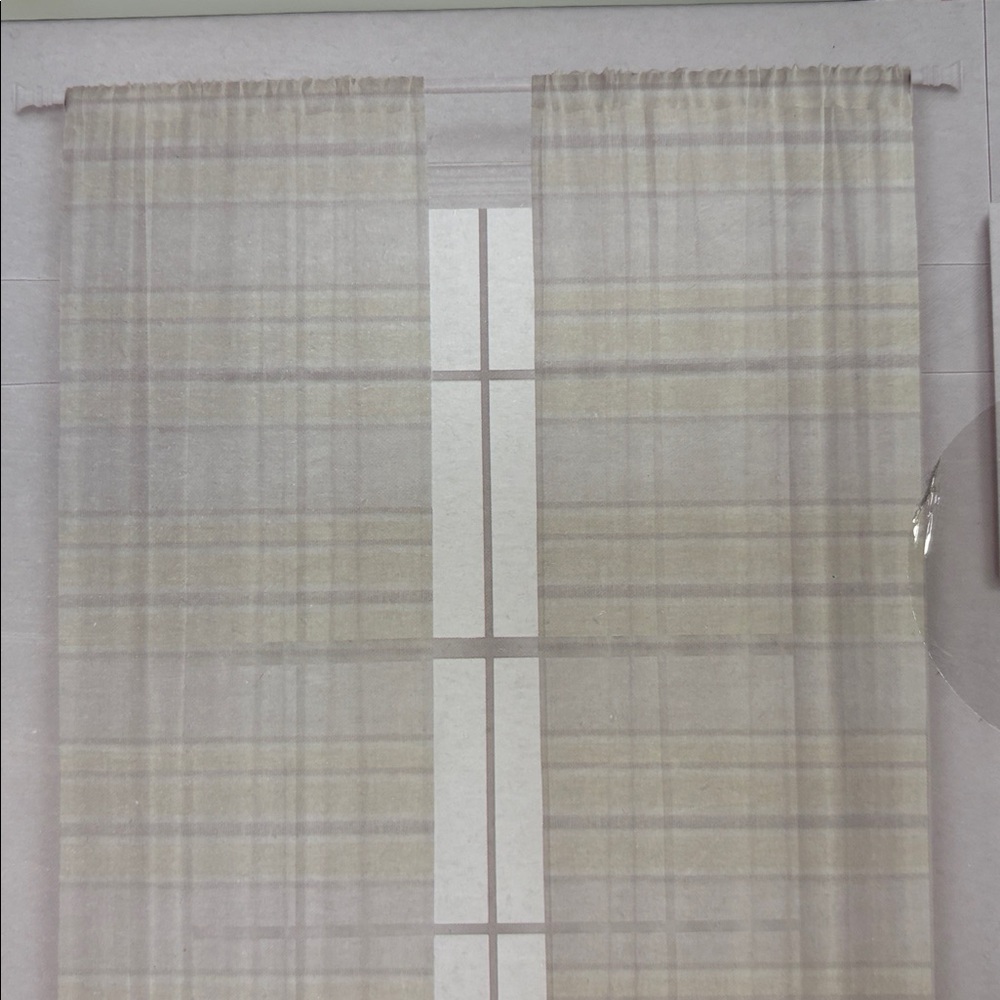 Taylor & Moxie Set of 2 Long Curtain Panels Beige/Silver 37”X108” New